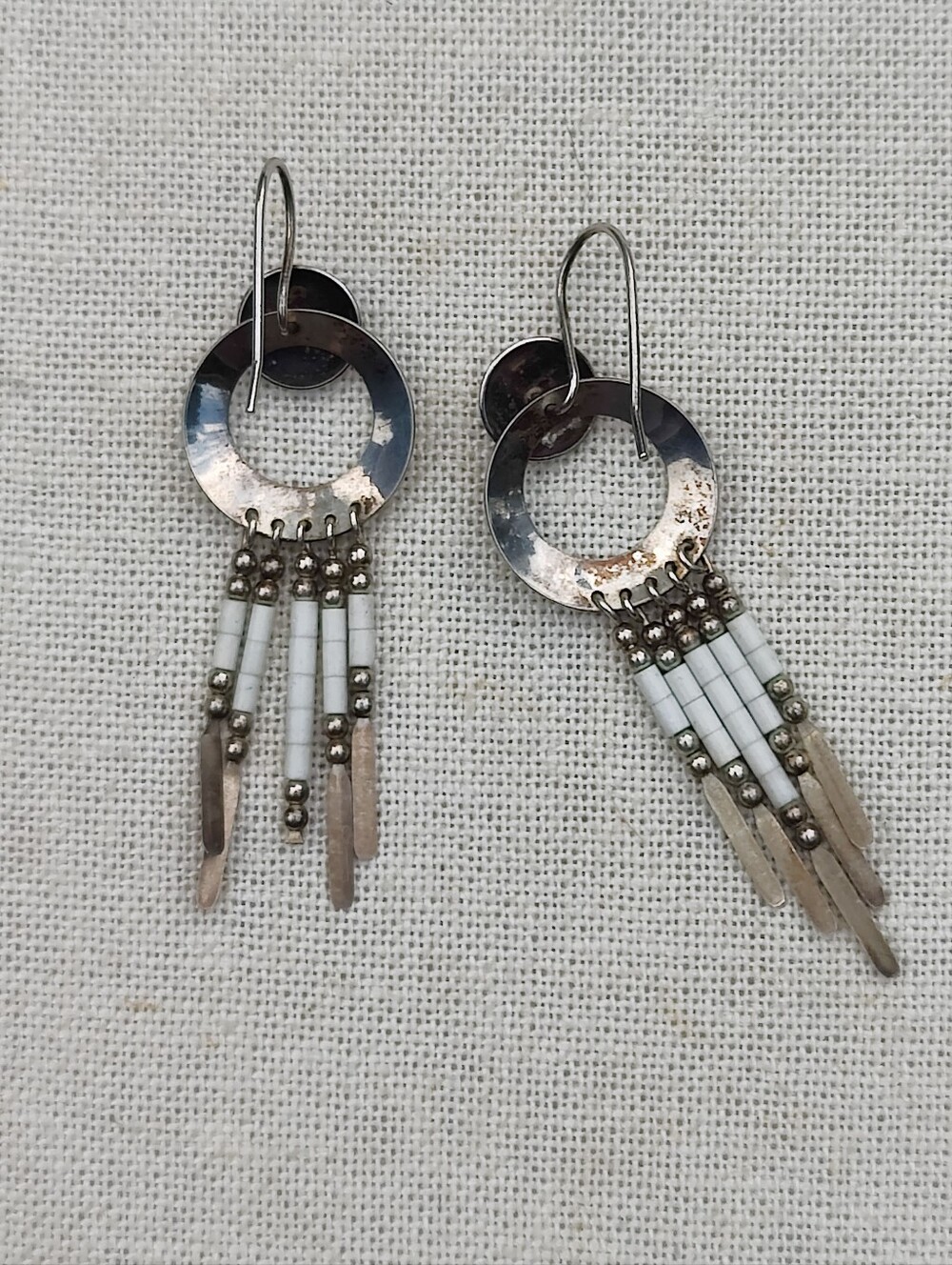 Vintage Sterling Silver Native American Earrings - Picture 4 of 5